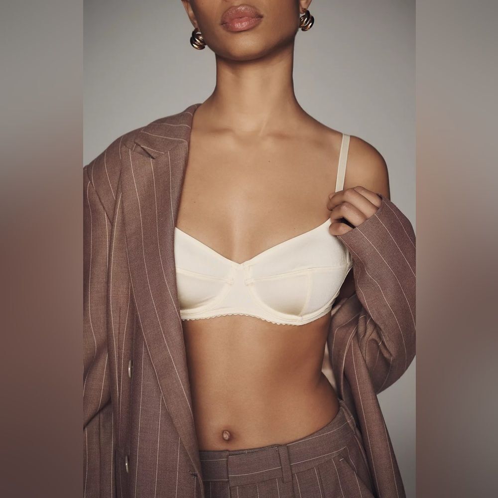 By Anthropologie Stretch Satin Bra Size M New - Picture 2 of 4